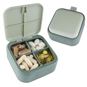 Green Travel Medicine Pill Organizer Small Pill Box for Purse Mini Pill Case Push Button Opening